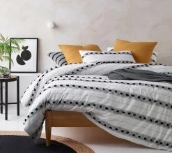 Serapian Black/White Cotton Quilt Cover Set By Vintage Design