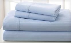 Ocean Blue 1200 TC Cambridge Stripe Sheet & Quilt Cover Set By Royal Living