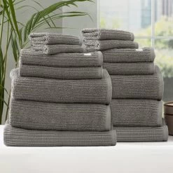 7 Piece Ridgestone Cotton Bathroom Towel Set By Renee Taylor -Bedding Store 14 piece ridgestone cotton bathroom towel set by renee taylorplatinum 1