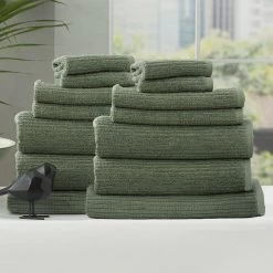 7 Piece Ridgestone Cotton Bathroom Towel Set By Renee Taylor -Bedding Store 14 piece ridgestone cotton bathroom towel set by renee taylorsage 1