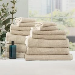 7 Piece Ridgestone Cotton Bathroom Towel Set By Renee Taylor -Bedding Store 14 piece ridgestone cotton bathroom towel set by renee taylorstone 1
