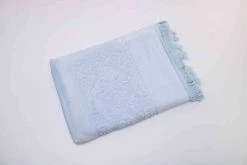 Jacquard Velour Twin Pack Fringed Egyptian Towels By Ramesses -Bedding Store 2.iceblue