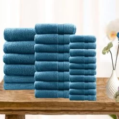 24 PCS Ultra Light Super Soft Cotton Bath Towel Sets 13 24 PCS Ultra Light Super Soft Cotton Bath Towel Sets -Bedding Store 24 pcs ultra light super soft cotton bath towel sets 4