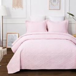 Blush Pink Coverlet Set By Classic Quilts