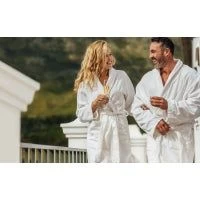 Luxury White 100% Cotton Velour Bath Robes Unisex 6 Luxury White 100% Cotton Velour Bath Robes Unisex - Image 4
