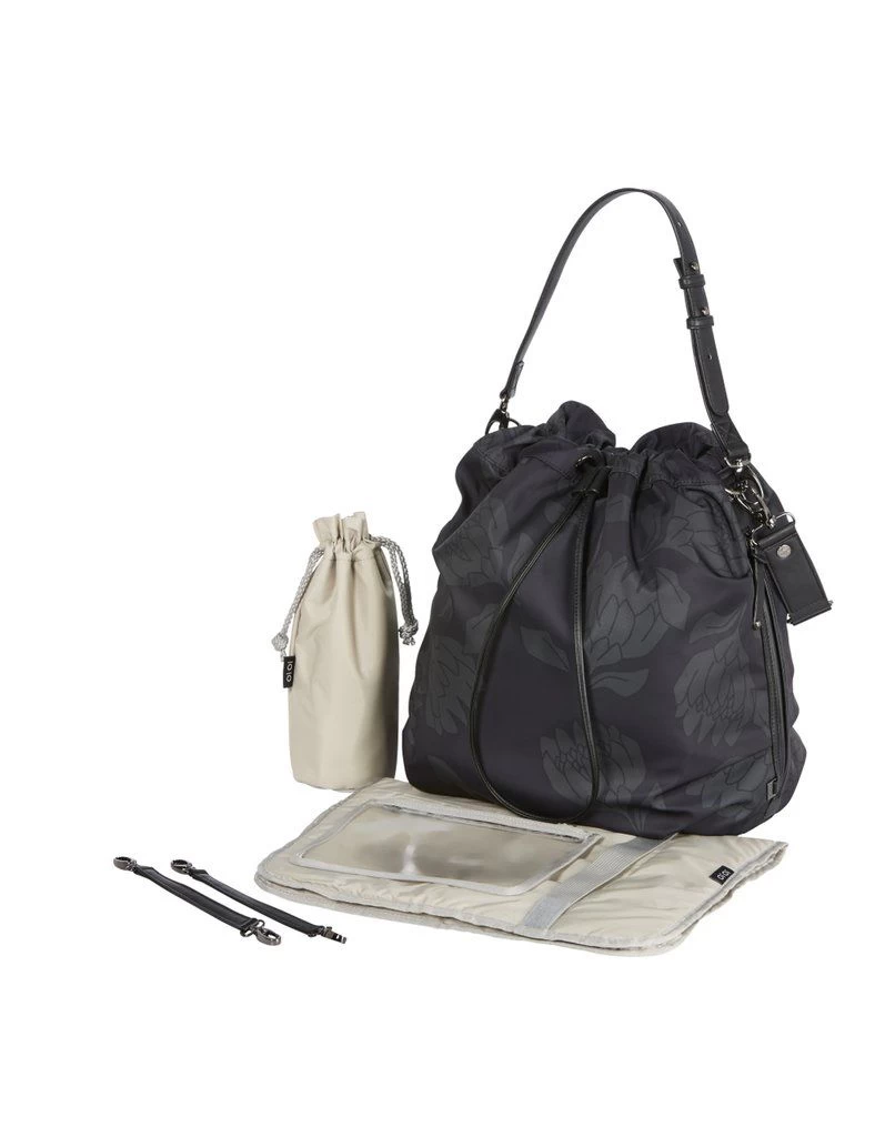 Drawstring Tote Nappy Bag Protea Black/Grey By OiOi 4 Drawstring Tote Nappy Bag Protea Black/Grey By OiOi - Image 2