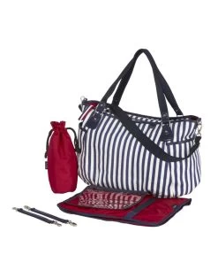 Tote Nappy Bag Navy/White Stripe By OiOi -Bedding Store 3 17 6