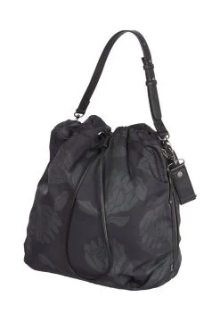 Drawstring Tote Nappy Bag Protea Black/Grey By OiOi