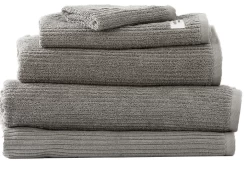 650 GSM 5PC Cobblestone Cotton Ribbed Towels Set By Renee Taylor -Bedding Store 5pc towel set granite