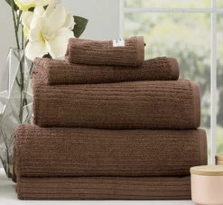 650 GSM 5PC Cobblestone Cotton Ribbed Towels Set By Renee Taylor -Bedding Store 5pc towel set toffe