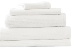 650 GSM 5PC Cobblestone Cotton Ribbed Towels Set By Renee Taylor -Bedding Store 5pc towel set white
