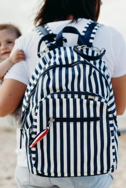 Backpack Nappy Bag Navy/White Stripe By OiOi -Bedding Store 6 8 2