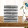 6 Piece Ultra Light Cotton Hand Towels -Bedding Store 6 piece silver