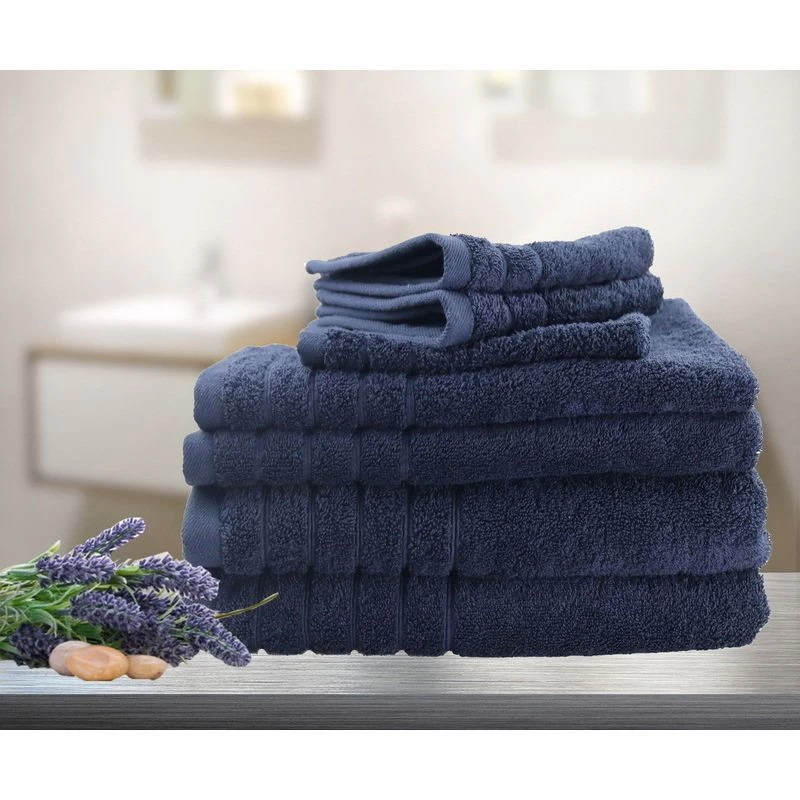 7pc Soft Egyptian Cotton Bath Towel Set In Navy 3 7pc Soft Egyptian Cotton Bath Towel Set In Navy