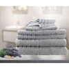7pc Soft Egyptian Cotton Bath Towel Set In Silver -Bedding Store 7pc soft egyptian cotton bath towel set in silver