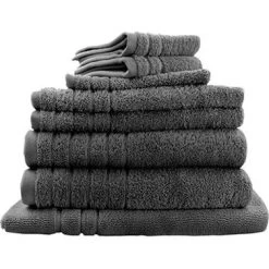 7pc Soft Egyptian Cotton Bath Towel Set In Charcoal