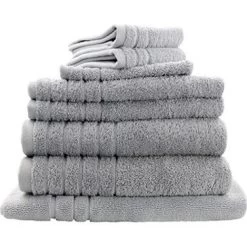 8pc Soft Egyptian Cotton Bath Towel Set In Silver