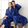 Blue Mens Womens Fleece Waffle Long Bath Robe Luxury Lightweight Dressing Gown Robe -Bedding Store afasfasd