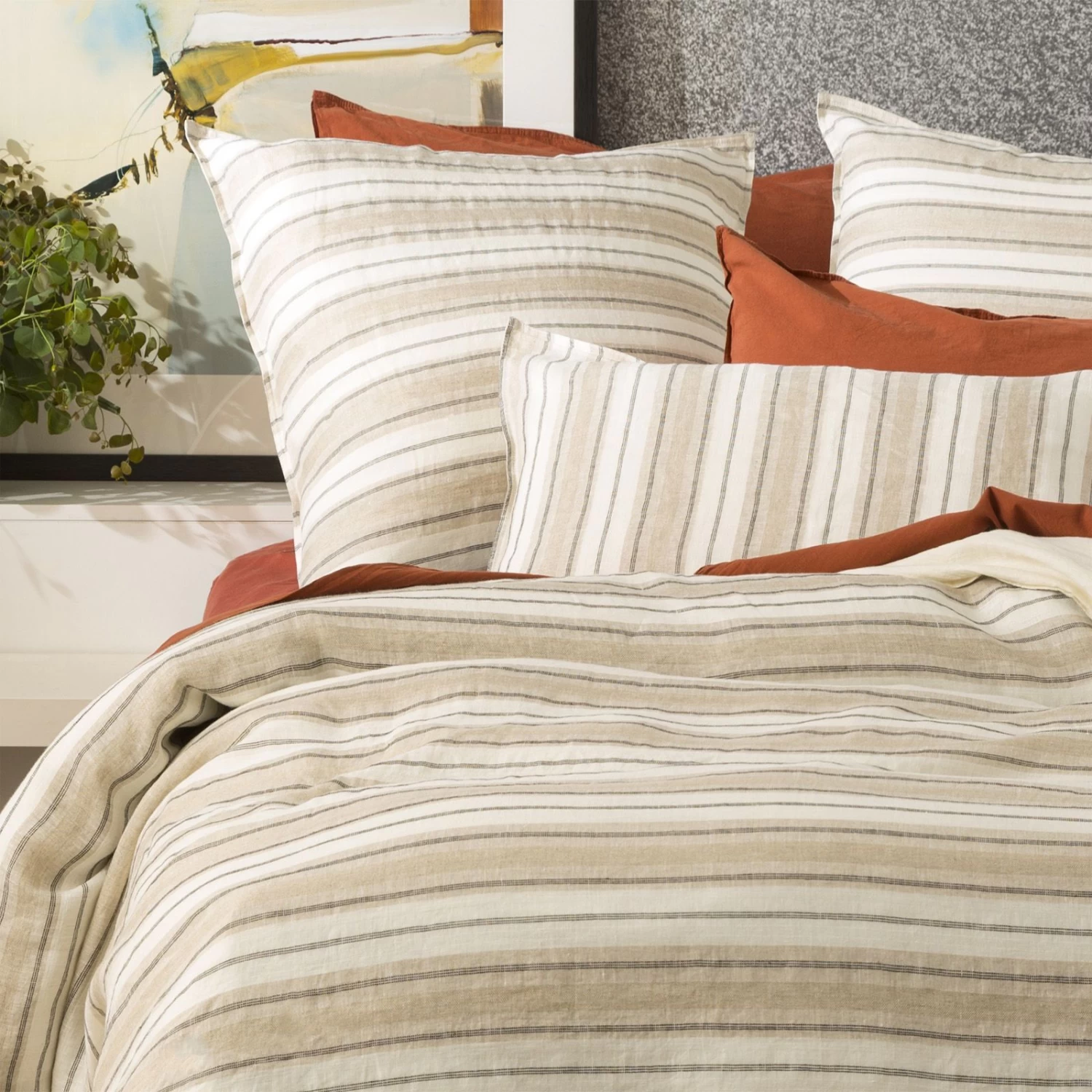 Bardot Yarn Dyed 100 % French Linen Quilt Cover Set & Euro By Renee Taylor