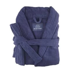 Egyptian Cotton Navy Terry Toweling Bathrobe