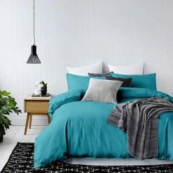 1000TC Super Soft Collection Doona Double Quilt Cover Set 17 1000TC Super Soft Collection Doona Double Quilt Cover Set -Bedding Store biscay blue 2