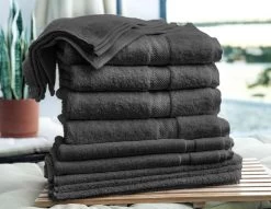 7 Pack Egyptian Cotton Towel Set By Ramesses -Bedding Store black14 1