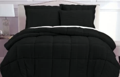 Square Quilted Black Comforter Set
