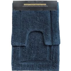 2 Piece Bath Mat Sets 2200 GSM By Renee Taylor -Bedding Store blue mirage