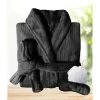 3PC Quick Dry Microplush Bath Robe With Sleeping Mask & Body Sponge Gift Set -Bedding Store body sponge gift set black 1