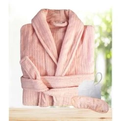 3PC Quick Dry Microplush Bath Robe With Sleeping Mask & Body Sponge Gift Set 12 3PC Quick Dry Microplush Bath Robe With Sleeping Mask & Body Sponge Gift Set -Bedding Store body sponge gift set pink