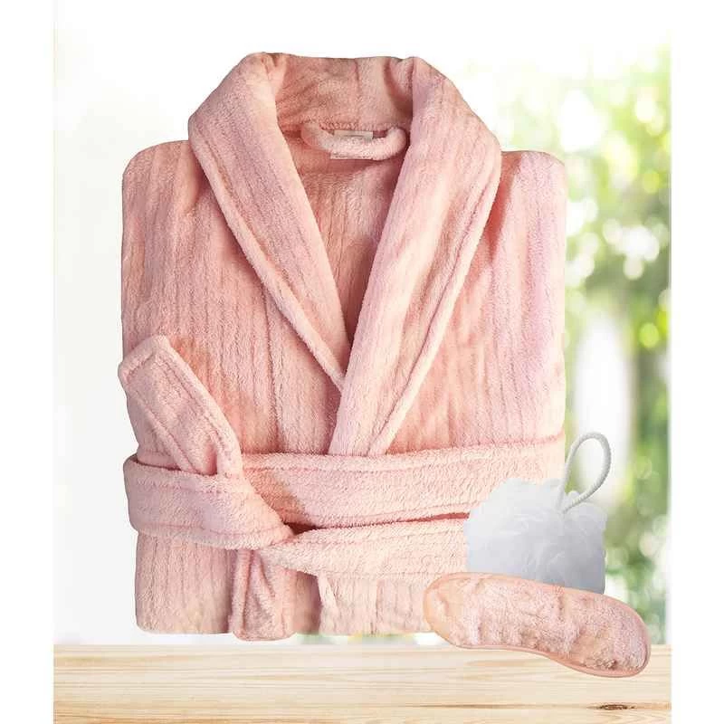 3PC Quick Dry Microplush Bath Robe With Sleeping Mask & Body Sponge Gift Set 7 3PC Quick Dry Microplush Bath Robe With Sleeping Mask & Body Sponge Gift Set - Image 5