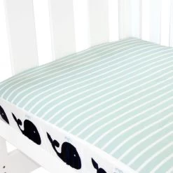 Breezy Blue Fitted Sheet By Amani Bebe -Bedding Store breezy blue fitted sheet whale 650x650 1
