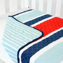 Cot Quilt Coverlet Breezy Blue By Babyhood -Bedding Store breezy blue navy red quilt 2 300x300 2x