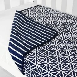 Cot Quilt Coverlet Breezy Blue By Babyhood -Bedding Store breezy blue navy white quilt 2 300x300 2x
