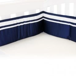 Cot Bumper Breezy Blue Navy White By Babyhood