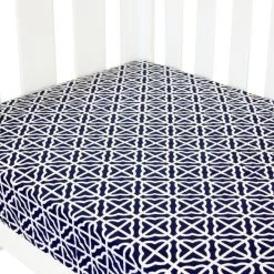 Breezy Blue Fitted Sheet By Amani Bebe -Bedding Store breezy blue fitted navy white 650x650 1