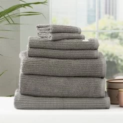 Cobblestone 650 GSM Cotton Ribbed 7 Piece Hand Towels By Renee Taylor 16 Cobblestone 650 GSM Cotton Ribbed 7 Piece Hand Towels By Renee Taylor -Bedding Store cobblestone 650 gsm cotton ribbed 2pack bath towels by renee taylor 3 1