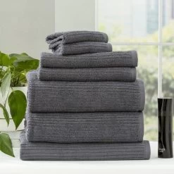 Cobblestone 650 GSM Cotton Ribbed 7 Piece Hand Towels By Renee Taylor 14 Cobblestone 650 GSM Cotton Ribbed 7 Piece Hand Towels By Renee Taylor -Bedding Store cobblestone 650 gsm cotton ribbed 2pack bath towels by renee taylor 4 1