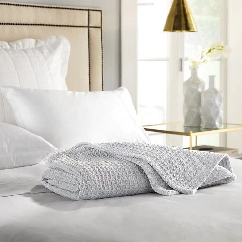 White Cotton Waffle Blanket By Sheridan 4 White Cotton Waffle Blanket By Sheridan - Image 2