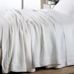Cotton Waffle Blanket By Sheridan -Bedding Store cotton waffle blanket white2