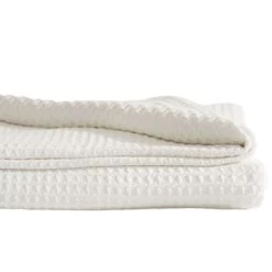 Cotton Waffle Blanket By Sheridan -Bedding Store cotton waffle blanket white3