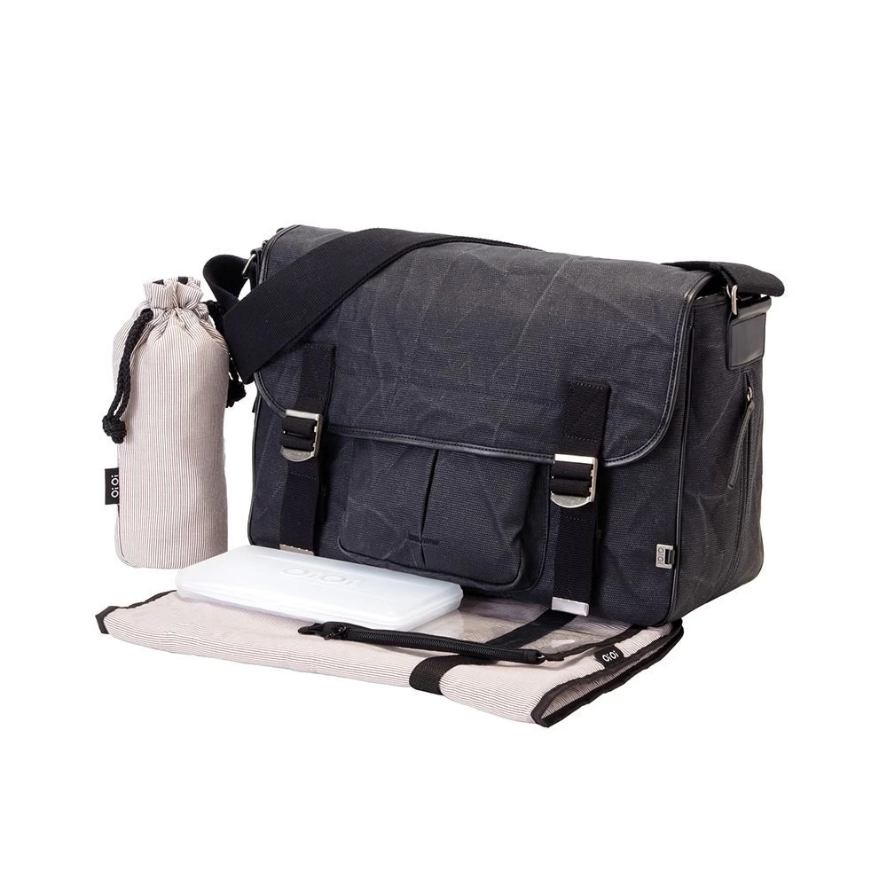 Crushed Waxed Canvas Satchel Nappy Bag By OiOi 3 Crushed Waxed Canvas Satchel Nappy Bag By OiOi