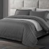 1200TC Egyptian Cotton Sateen Stripe King Quilt Cover Set By Kingtex