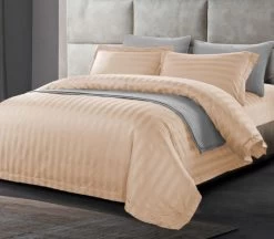 1200TC Egyptian Cotton Sateen Stripe King Quilt Cover Set By Kingtex -Bedding Store csq1200 coffee 1