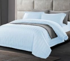 1200TC Egyptian Cotton Sateen Stripe King Quilt Cover Set By Kingtex -Bedding Store csq1200 iceblue 1
