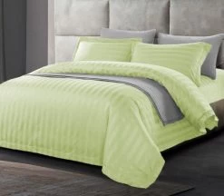 1200TC Egyptian Cotton Sateen Stripe King Quilt Cover Set By Kingtex -Bedding Store csq1200 mint a 1