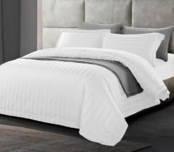 1200TC Egyptian Cotton Sateen Stripe King Quilt Cover Set By Kingtex -Bedding Store csq1200 white 1