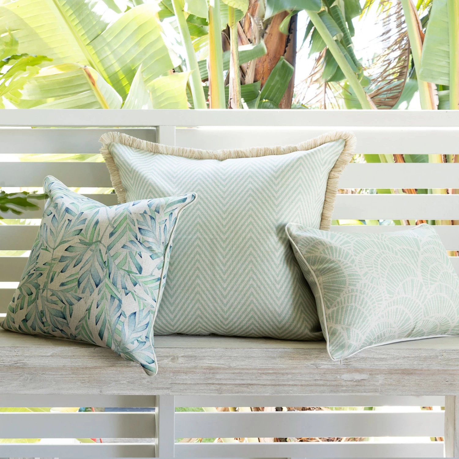 Cushion Cover With Piping Positano Pale Mint By Escape To Paradise - Image 2