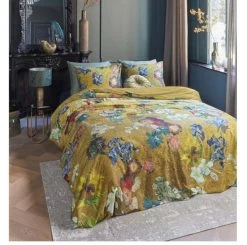 Partout Des Fleurs Gold Cotton Sateen Quilt Cover Sets By Bedding House