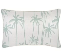 Mint Cushion Cover With Piping Tall Palms By Escape To Paradise